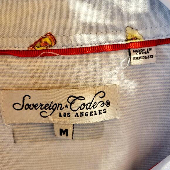 Sovereign Codes Los Angeles Light Blue Pizza & Sauce Button-Up Men's Shirt Sz M - Picture 7 of 9